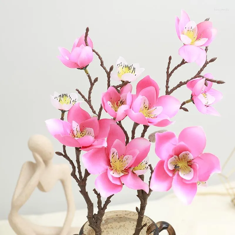 Kwiaty dekoracyjne różowy jedwabny sztuczny wiśnia kwiat lily gałąź gałąź ślub dom dekoracji salonu stół
