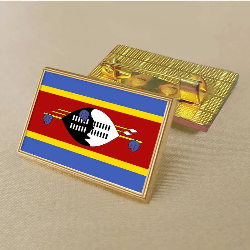 Party Swaziland Bandle Pin 2.5*1,5 cm de zinco de zinco PVC revestido de ouro revestido de ouro Medalhão retangular