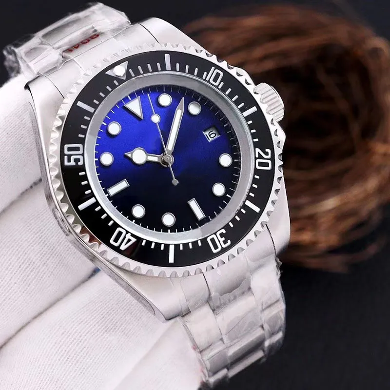 44MM D-Blue Ceramic Bezel Dweller SEA Watches Sapphire Cystal Нержавеющая сталь с застежкой Glide Lock Автоматический механический дайвинг Luminous master Глубокие керамические часы
