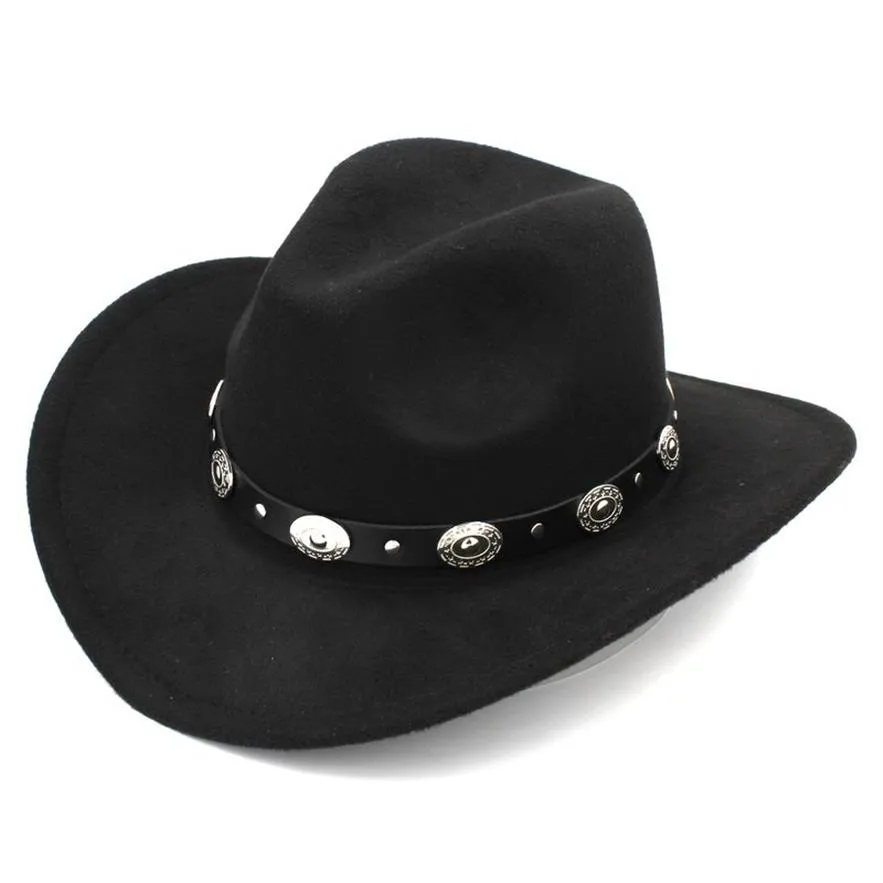 Kadın Moda Batı Kovboy Şapkası Yuvarlanan Brim Fell Feel Cowgirl Sombrero Caps ile Tudvalık Deri Kemer258W