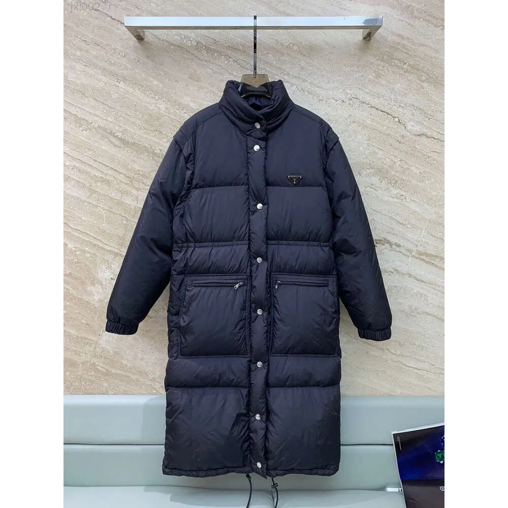 Parkas Coats Designer Pada Down Jackets P23 Autumn and Winter New Classic Triangle Fill Full National Standard 90 White Duck Down Löstagbar Mid Length Down Coat