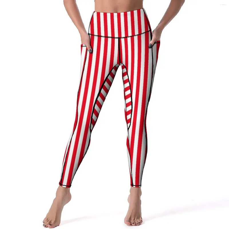 High Waisted Striped Leggings For Women Black And Yellow Gym