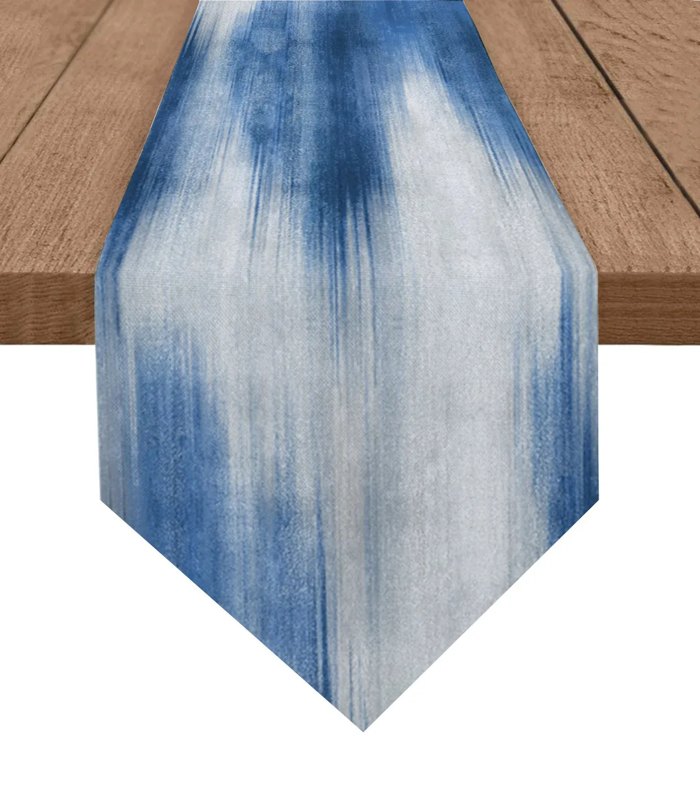 Bordslöpare Abstract Modern Line Blue Modern Home Kitchen Dining Tablows Wedding Party Table Decoration Table Runner 231101