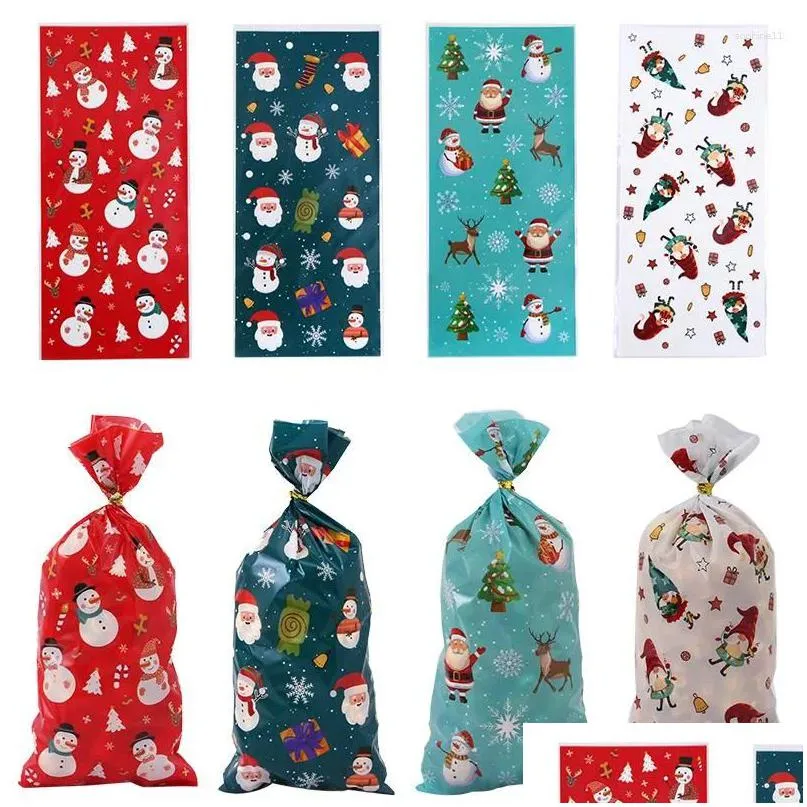 Cadeaupapier Cadeaupapier 50 stuks Kerst Snoep Bgas Sneeuwpop Koekje Verpakking Zakken 2023 Decoratie Voor Thuis Navidad Noel Jaar Kindertas Drop Dhkl1