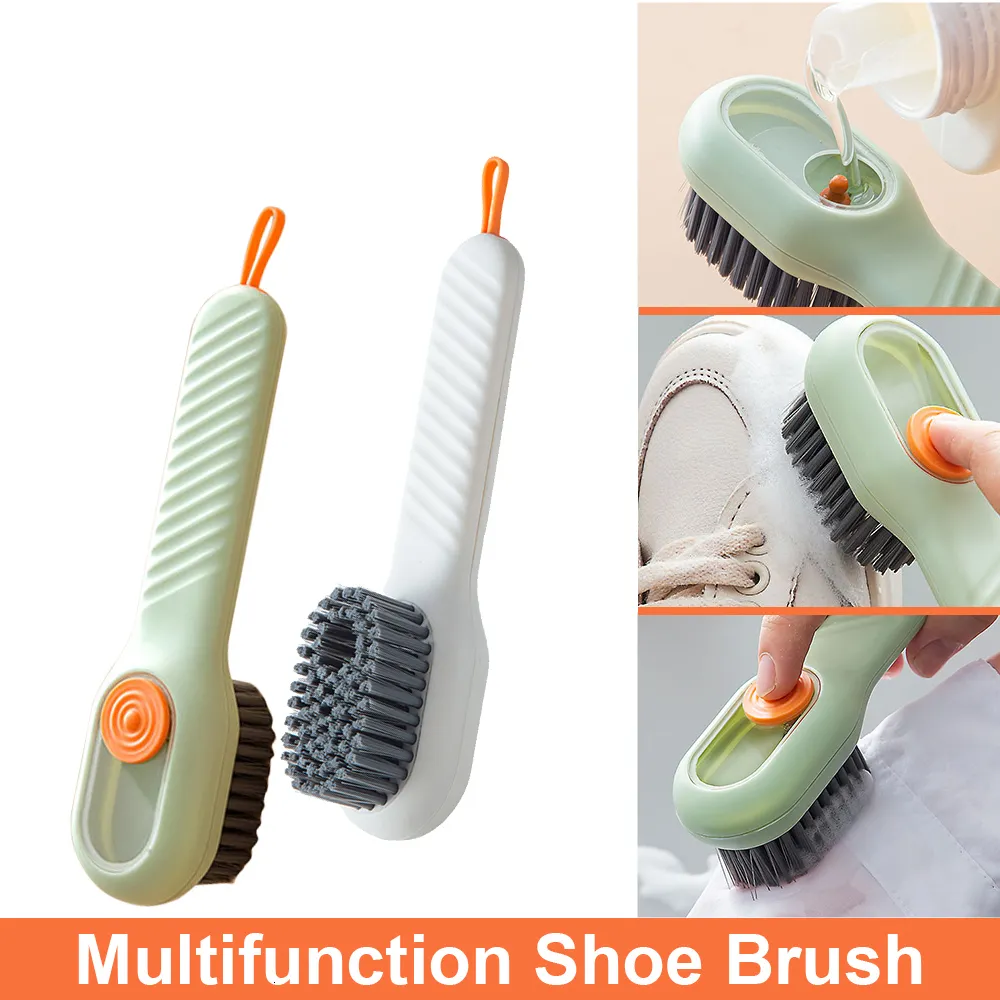 Brilhos de limpeza Multifunction Shoe Brush Dispensador líquido automático Dispensador de limpeza macia Lava da louça da cozinha Ferramenta de limpeza 230331