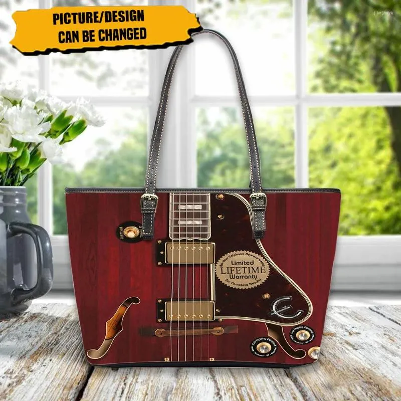 イブニングバッグはギター楽器3Dプリンティングバックパック女性ジッパークラッチポリエステル旅行モキラパラミージャーのためのポリエステル
