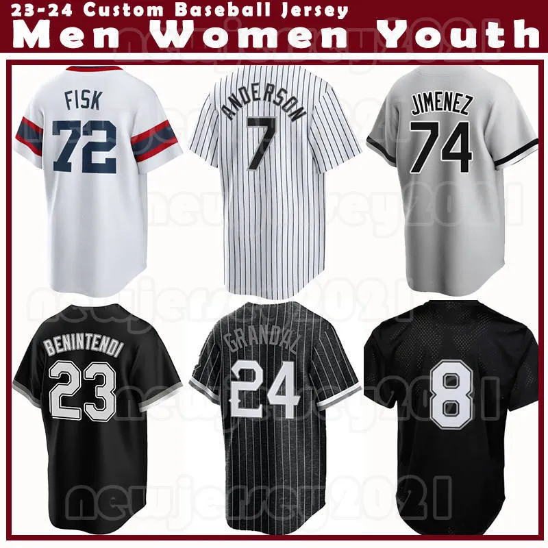 74 Eloy Jimenez 88 Luis Robert Camisas de beisebol Bo Jackson Tim Anderson Jimmy Lambert Reynaldo Lopez Yoan Moncada White Sox Gregory Santos Yasmani Grandal Vaughn