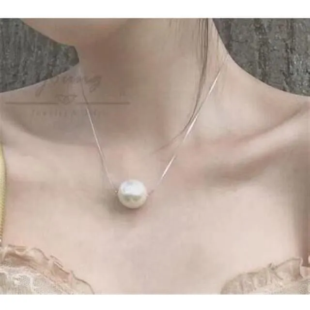 Chains Natural Seawater Pearl Pendant Necklace Clavicle Chain Is Round And Strong 925 Sterling Silver All-match