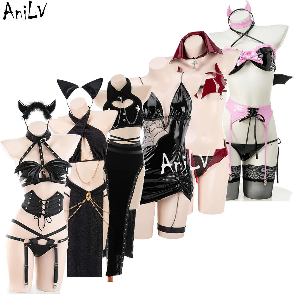 Ani New 2023 Halloween Demon Series Uniform Cosplay Women Spider Witch Bat Dress Vampire Horror Outfits Set Costumes cosplay