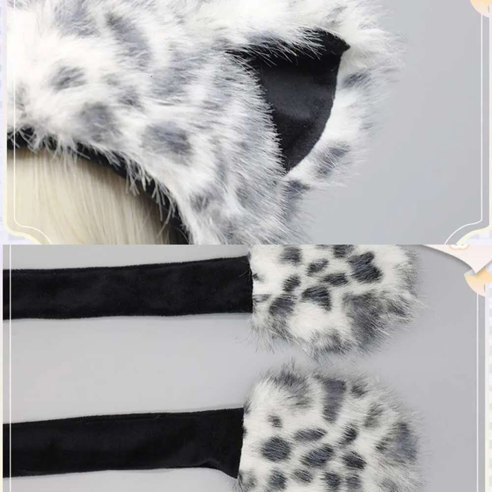 Cosplay Ani Snow Leopard Hairy Hat Winter Warm Plush Paw Cap Cosplay