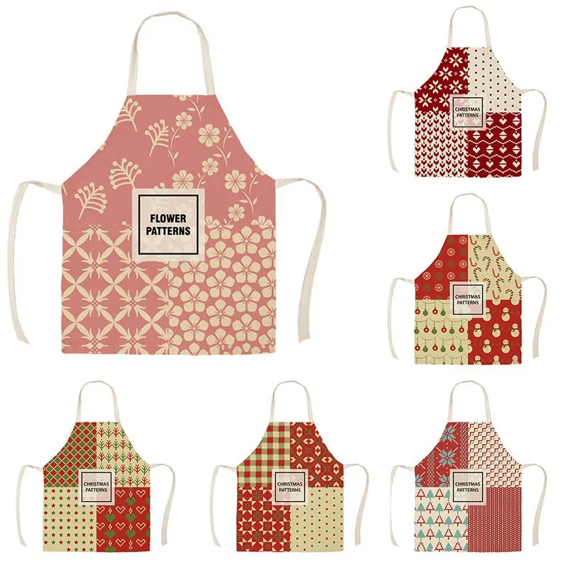 Aprons Simple Pixel Pattern Apron Adult Kids Kitchen Linen Printing Household Cleaning Ladies Cooking Antifouling