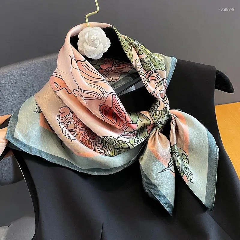 Foulards Véritable Soie Carré Foulard Femmes Foulard Châle Dames Cou Wrap Cheveux Bandeau Bandana Élégant Femme Foulard Hijab Kerchief