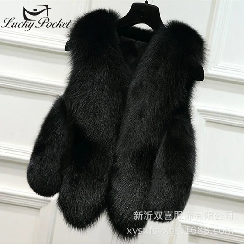 Femmes fourrure Faux femmes hiver couleur unie décontracté lâche mode cuir femme haute rue gilet dames épais chaud mince survêtement ML1036