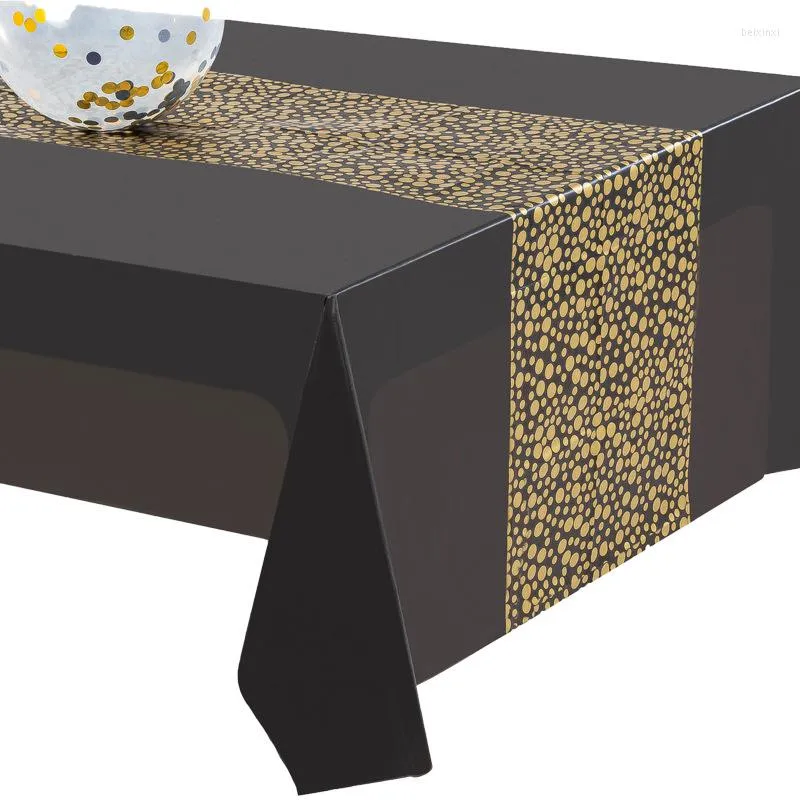 Toca de toalha de mesa Round Pontos Tolera de mesa de festa em preto e branco espessado à prova d'água à prova de óleo descartável para aniversário de casamento