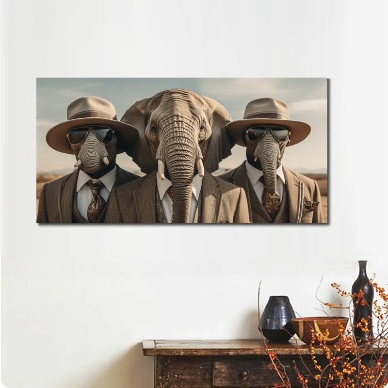 Surreal lona cartaz foto impressão sul africano cabeças de elefante emoldurado pintura para sala estar decoração da parede