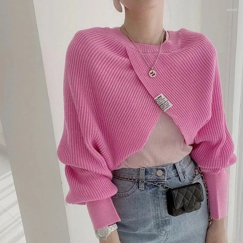 Sueteres De Mujer Sueter Corto Suelto De Invierno Para Mujer Sueter Informal De Otono Con Cuello En V Para Oficina Jerseis De Punto De Manga Larga Coreanos Elegantes Para Mujer 29612 De
