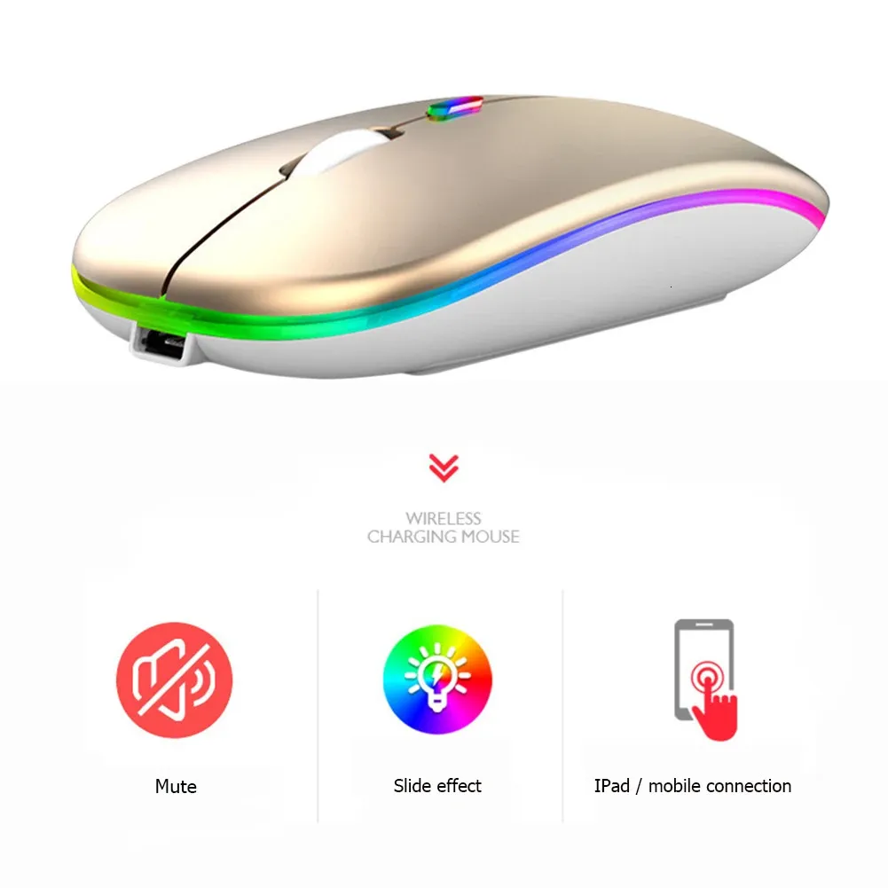 Myszy ładowanie bezprzewodowej myszy do komputera iPada podwójny tryb Bluetooth 4.0+bezprzewodowy mysz USB 342,4 GHz 1600dp mysz DPI 231101