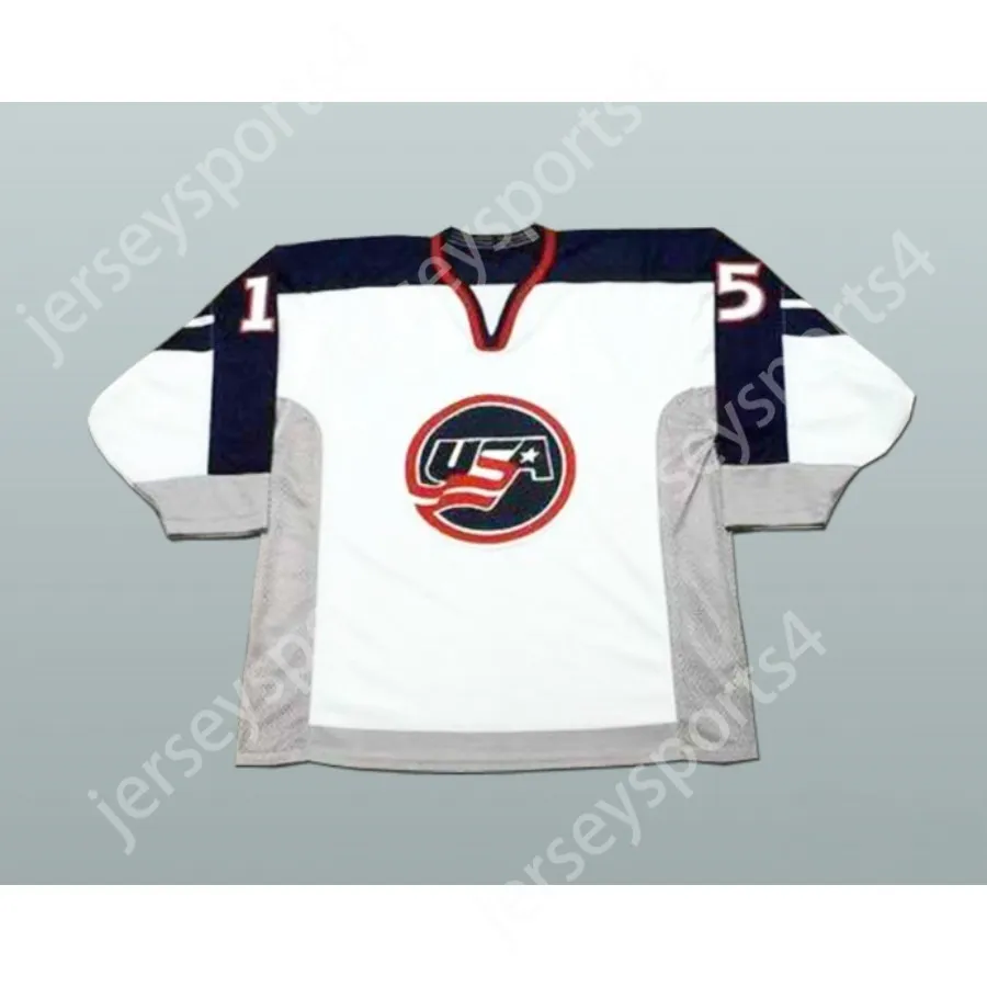 Maillot de hockey personnalisé Brett Hull 15 de l'équipe nationale des États-Unis, tout joueur ou numéro, cousu sur le dessus S-M-L-XL-XXL-3XL-4XL-5XL-6XL