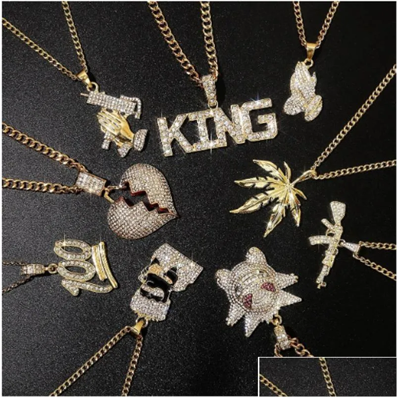 Andere Punk Hip Hop Alphabet Fl Diamant Anhänger Hiphop Männer Halskette Drop Lieferung Schmuck Halsketten Anhänger Dhsto