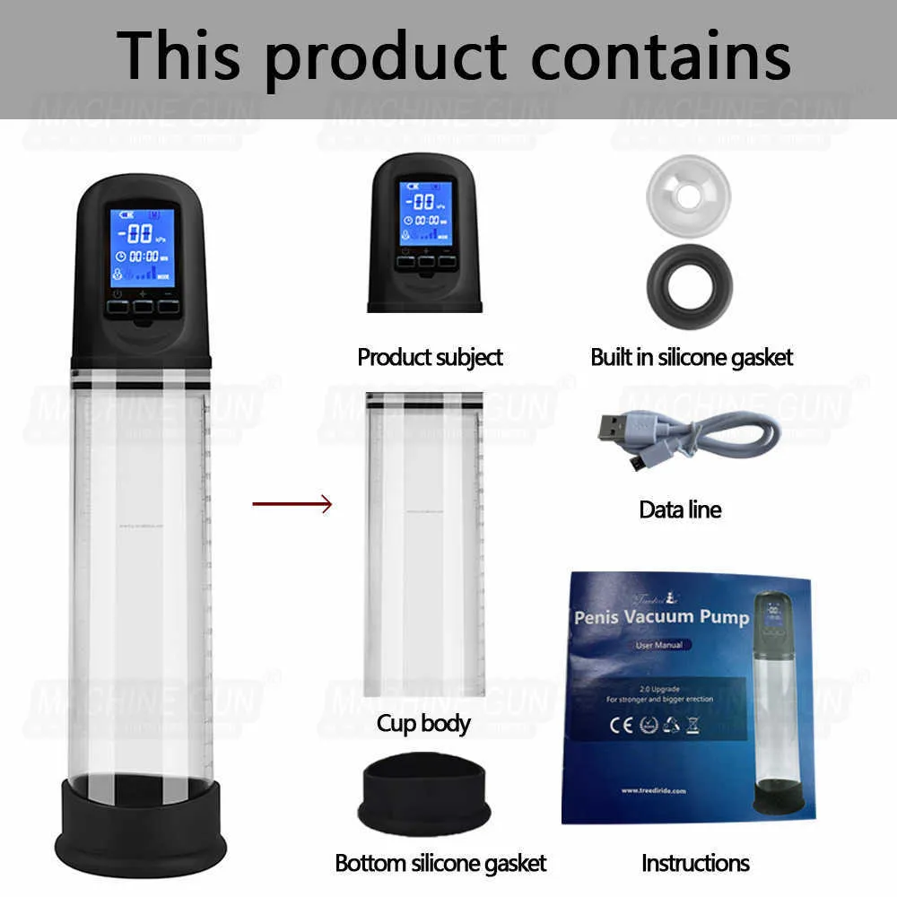 Pump Toys Automatic LCD Penis s Vacuum Sex toys for men Male Enlargement Penile Erection Training Vibrator Cock Extender 1125