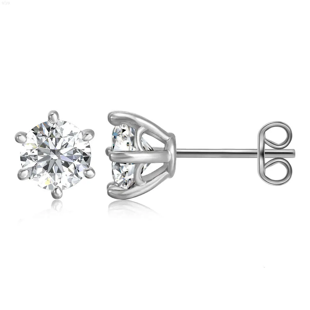 Lab Grown Gemstone 1ct Moissanite Diamond 925 Sterling Silver Classic 6 Prong Solitaire Stud Destiny Jewellery