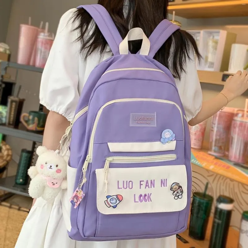 Torby szkolne mody kobiety o wysokiej pojemności harajuku plecak lady fiolet kawaii torba książka żeńska laptop college dziewczyna podróż