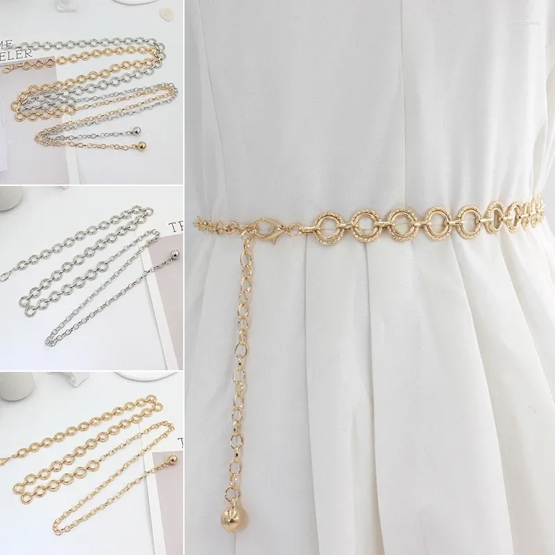 Belts Women Long Tassel Round Ring Metal Waist Chain For Dress Skirt Waistbands Gold Silver Ladies Clothing Decor Accessories