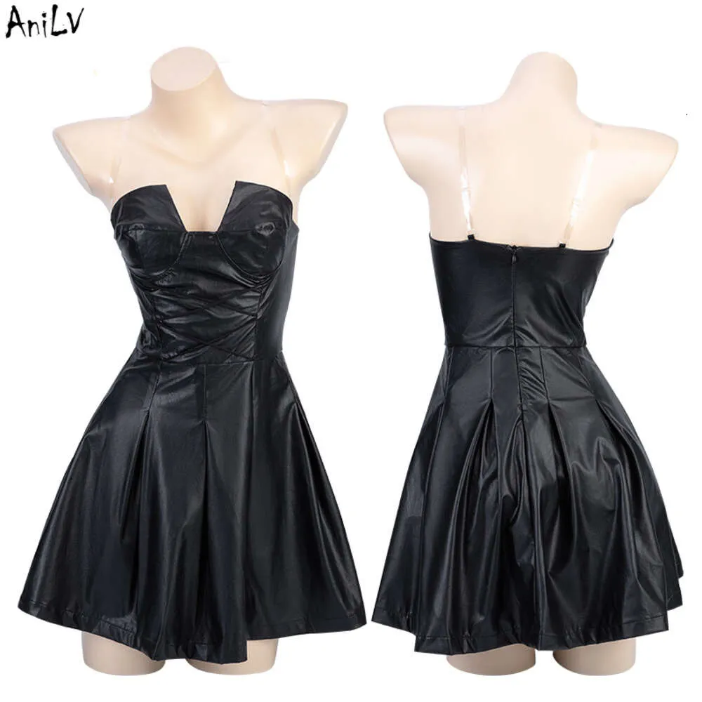 Ani Women Black Leather V-neck Tube Top Evening Dress Unifrom Outfits Costumes Cosplay 2022 New cosplay