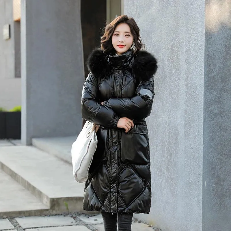 Women's Down 2023 Fashion Winter Jacka Women Hooded Warm Cotton Coats Famale Midi Black Korean Parkas Ladies Chaquetas Para Mujer Sqq681