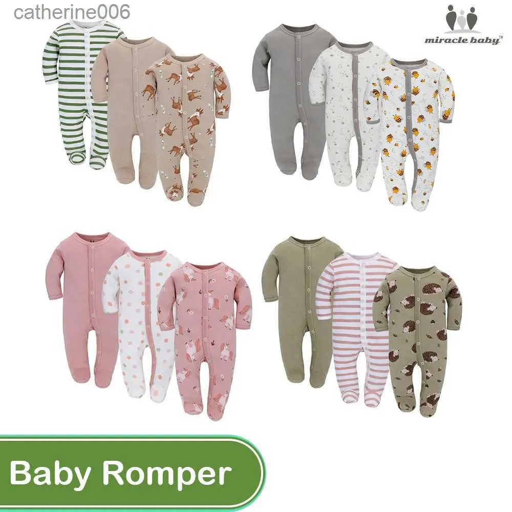 Jumpsuits 3pcs Baby Rompers Cotton Infant Pajamas Full Sleeve Toddler Breathable Jumpsuit Newborn Boys Girls Kids Clothes for Four SeasonL231101