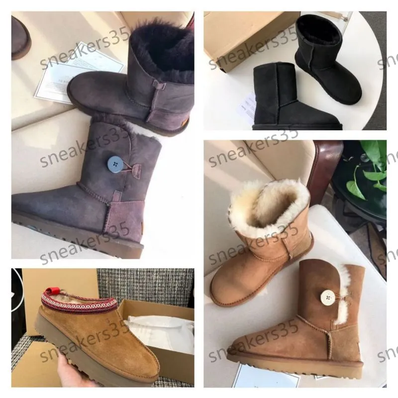 디자이너 Tazz Australia Tasman Slippers Womens Boots Ugslies 울트라 미니 플랫폼 부츠 밤나무 겨자 씨앗 검은 겨울 스노우 부츠 모피 클래식 로퍼 부츠