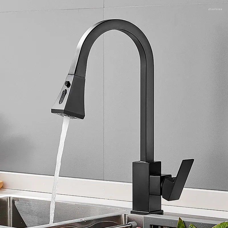 Kitchen Faucets Household Square Pull Cold And Faucet With Rotatable Vegetable Basin Copper Body Stretching Sink