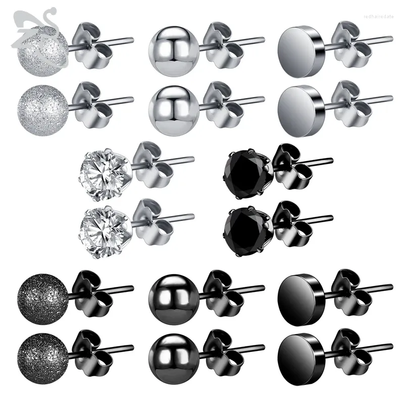 Saplama Küpe 12 PCS/Lot Paslanmaz Çelik Kristal Seti Kadın Kızlar Siyah Gotik Punk Kulak Saplamalar Tragus Kıkırdak Pierciler