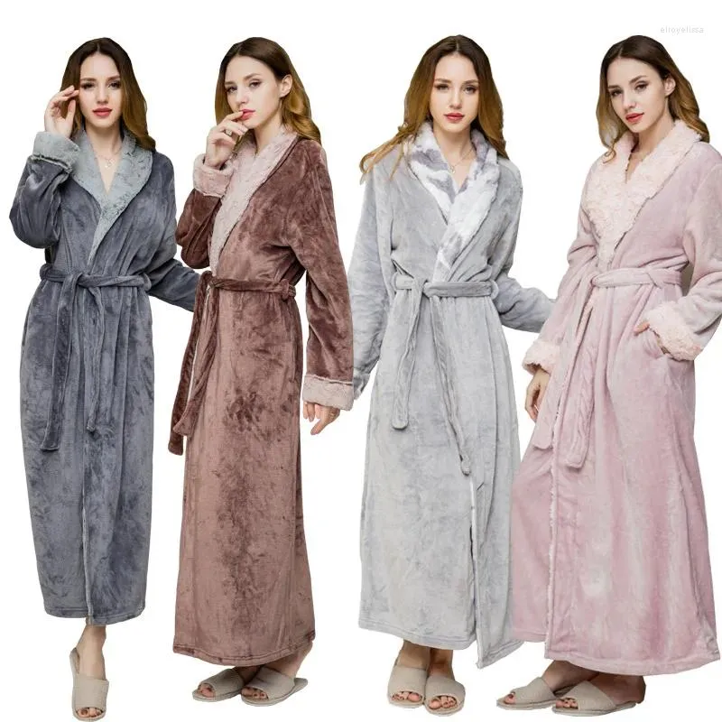 Pijamas femininos inverno engrossado velo quente roupão casal flanela robe sexy lapela camisola lingerie íntima masculina