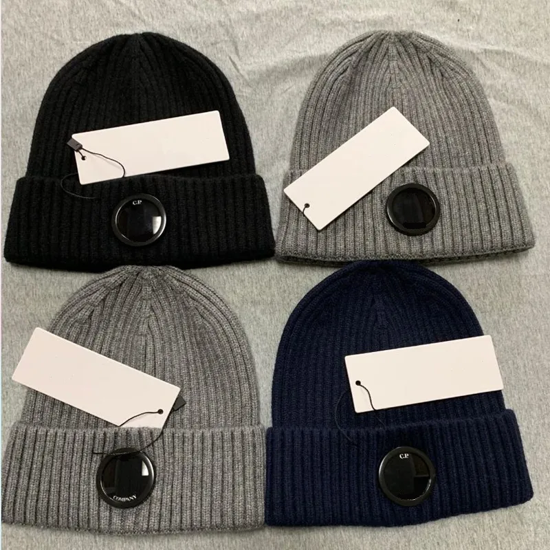 Ccp one lens men caps algodão malha gorros quentes ao ar livre casual inverno à prova de vento chapéus unissex crânio bonés preto