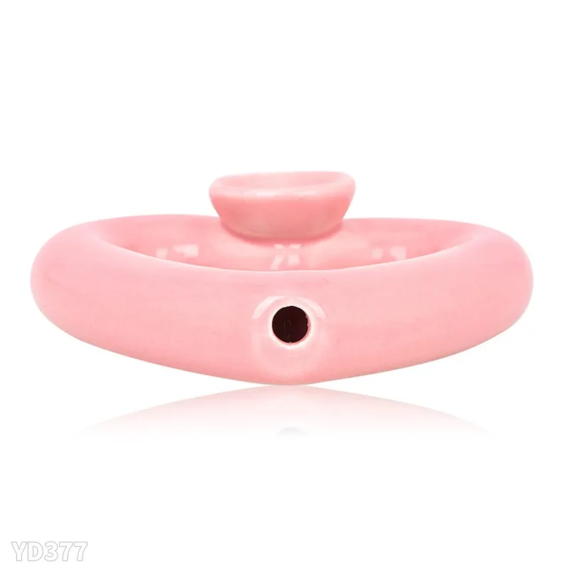 Cachimbo de cerâmica rosa tipo amoroso, cachimbo de mão mini com tigela de tabaco, acessórios para fumar