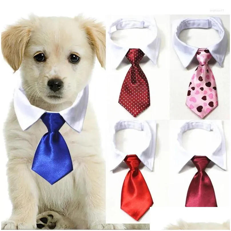 Vêtements de chien Vêtements de chien Pet Cravate formelle Cravate Chat Faux Collier Tuxedo Bow Mignon Réglable Solide Corbata Perro Pour Accessoires De Mariage Dhdwy