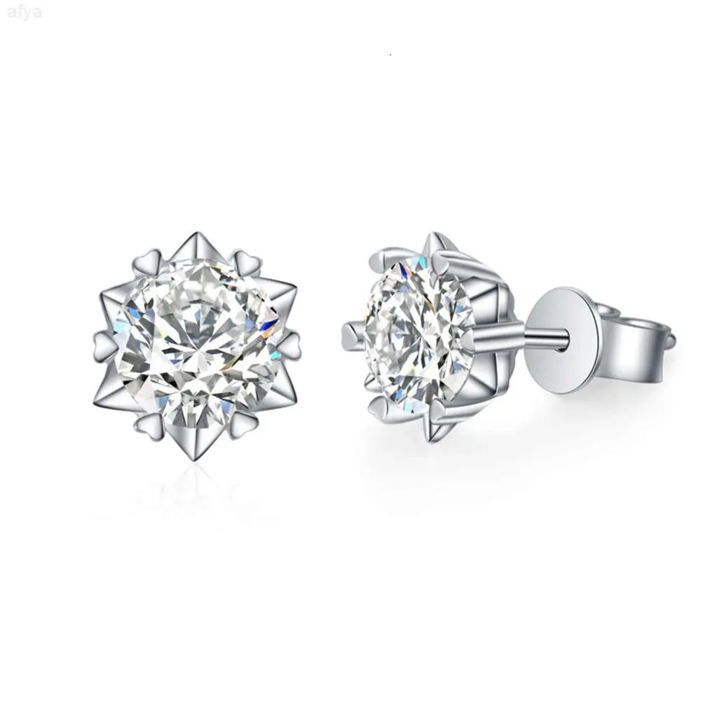 S925 prata esterlina 1ct 2ct 3ct 4ct moissanite diamante floco de neve push back studs para homens