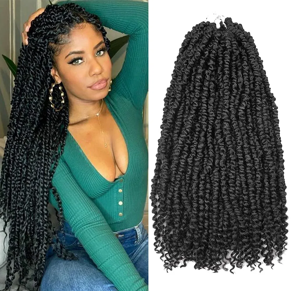 18" Passion Twists hår Långt Passion Twist Pre Twisted Curly Ombre Color Virkad Fläta Hårförlängningar