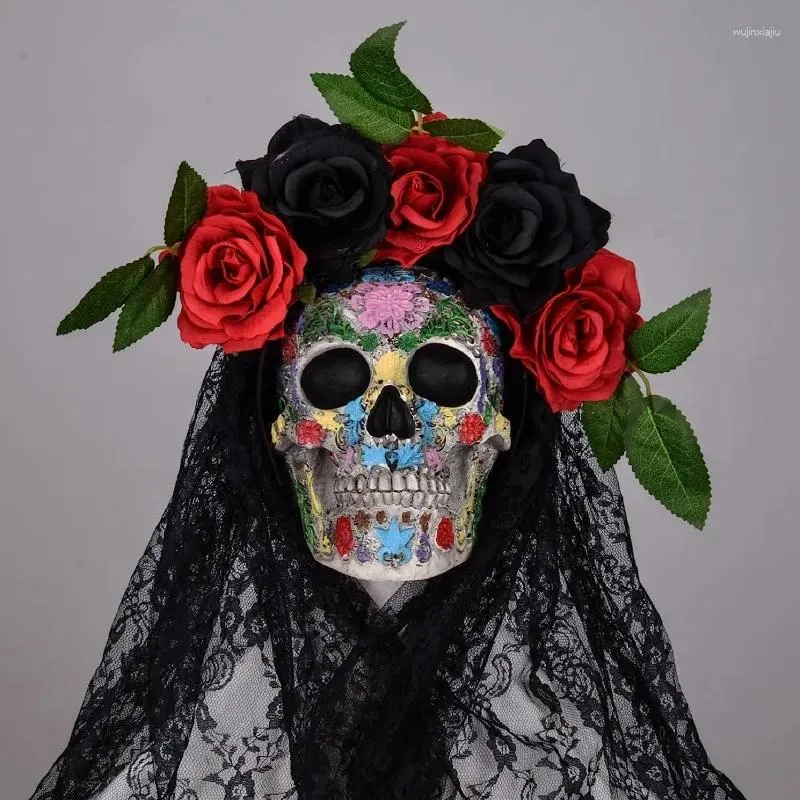 Hair Accessories Day of the Dead Veil Headband Floral Crown  display picture 1