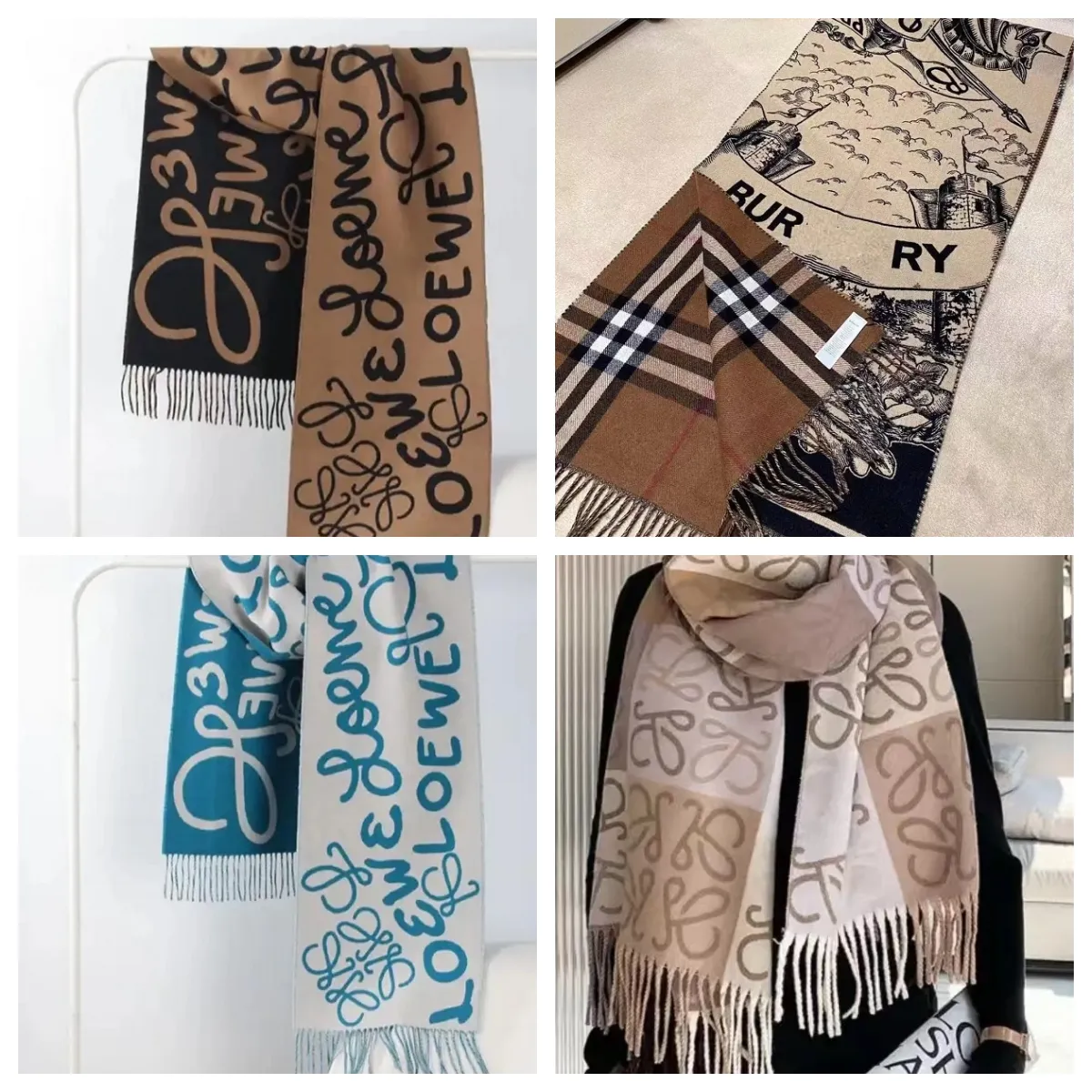 sciarpa invernale sciarpa da uomo sciarpa firmata per donna Sciarpa calda da donna Scialle invernale in cashmere Avvolge Pashmina Coperta Sciarpe con stampa di lettere Foulard capo femminile L6