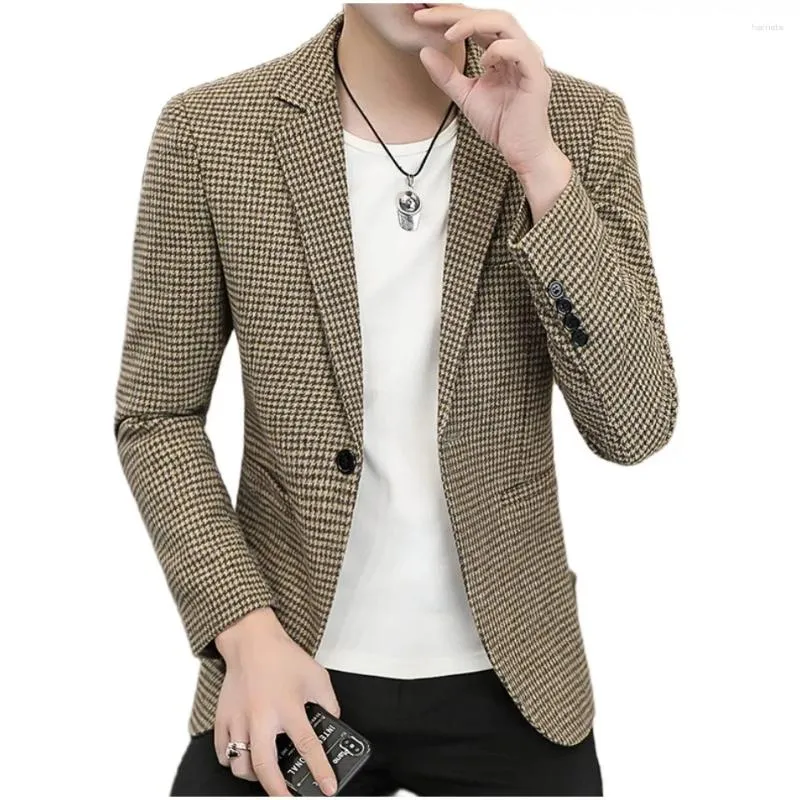 Herenpakken Blazers Mode Pak Koreaanse Plaid Casual Jas Bruiloft Man Zakelijk Kantoor Vrije tijd Party Blazer Mannen Erkek