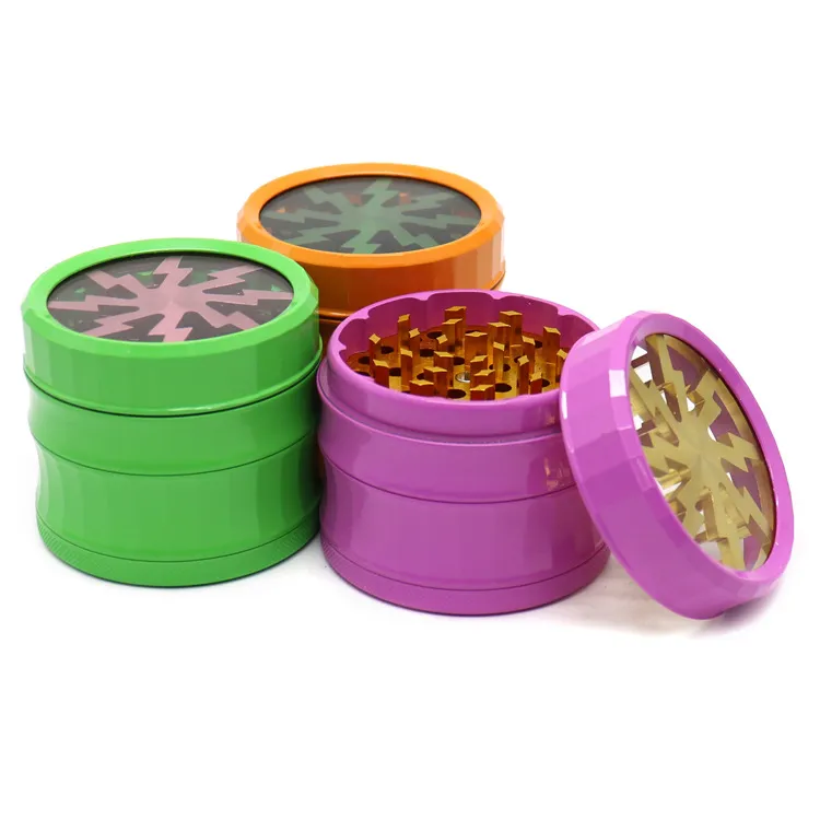 Ceramic Paint Aluminum Alloy Tobacco Grinder Four Layer