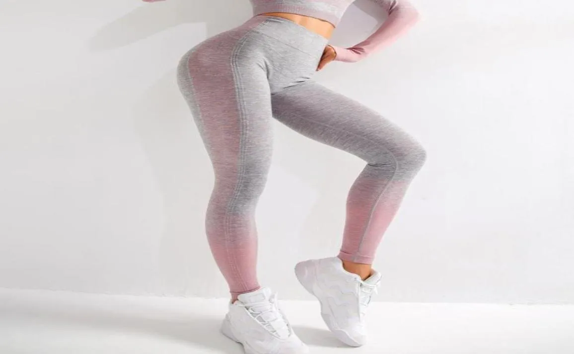 Hög midja Gym Leggings Sömlös kvinnor Träning som kör Yoga byxor Push Up Sport Legging Woman Female Tights Gym Wear6285259