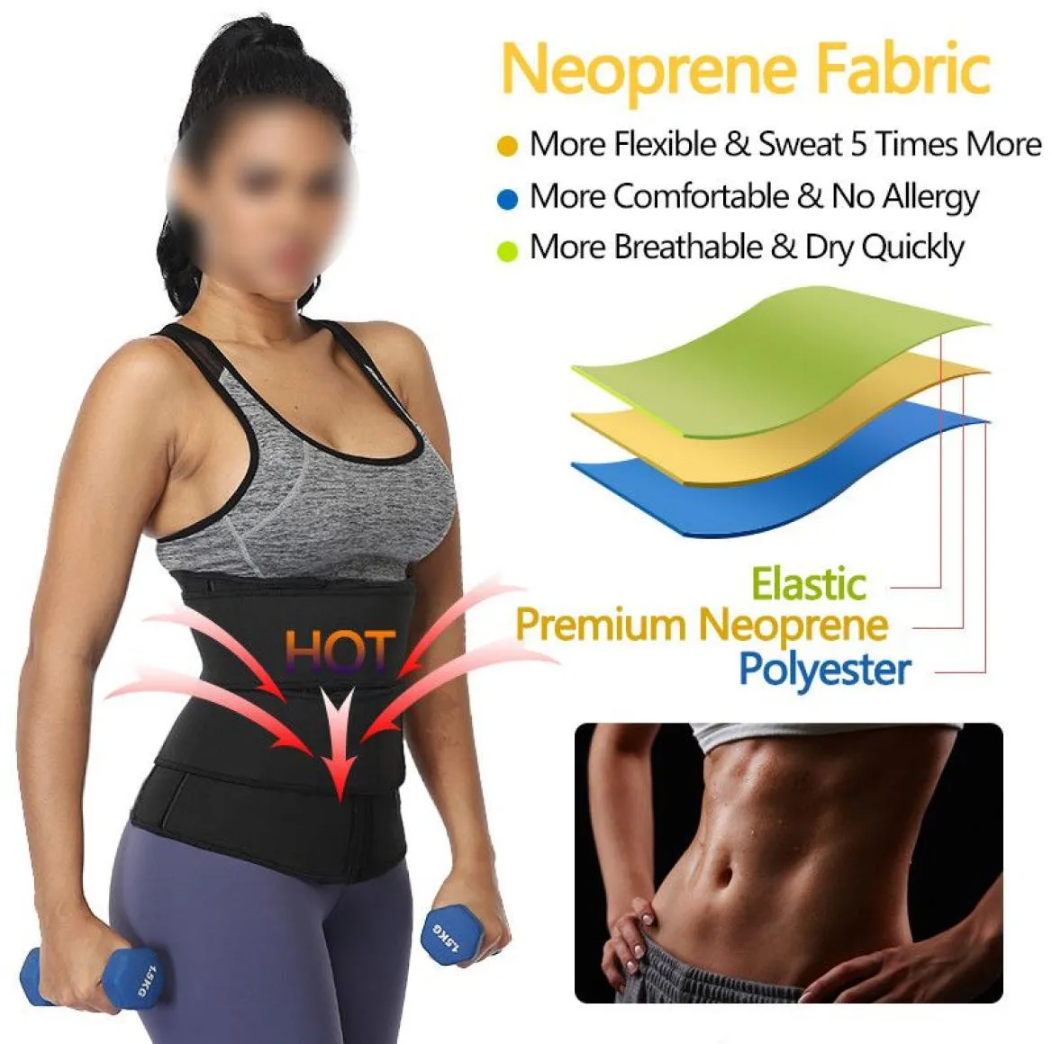 Sweating Sweat Belt Women Slimming Abdomen Belt Girdle Postpartum  Strengthening Sports Girdle Yoga Waistband Sweat Band9603413