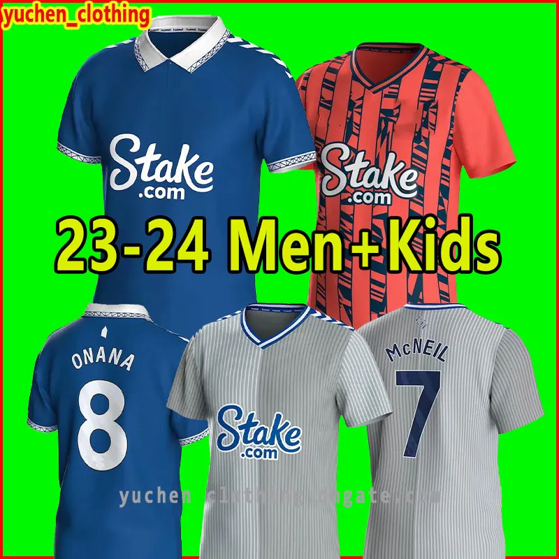 23 24 Everton Soccer Jerseys James Richardson Keane Davies Digne Uniformes Adultes Enfants Kits Ensemble Chaussettes Ensembles complets Hommes S-2XL 2023 2024 Chemises de football Uniformes thaïlandais