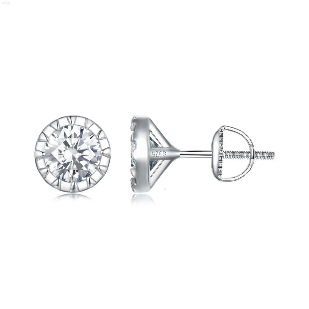 Klejnoty niestandardowe Arete Mens Sterling Silver 14K 18K Solid Gold VVS White Moissanite Diamond Stud