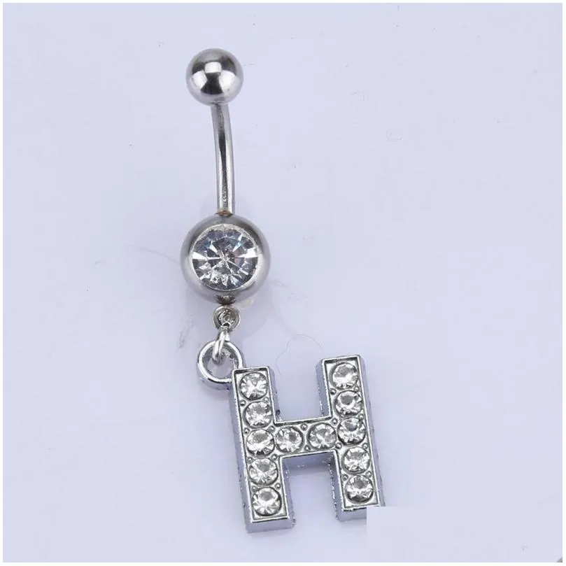 Hoop Huggie Ship English Letterjewelry A-Z Alergia Zapobieganie ludzkiemu nakłucie damskie biżuteria Bellybutton Pierścień paznokci Szybka sprzedaż Drop de dhic4