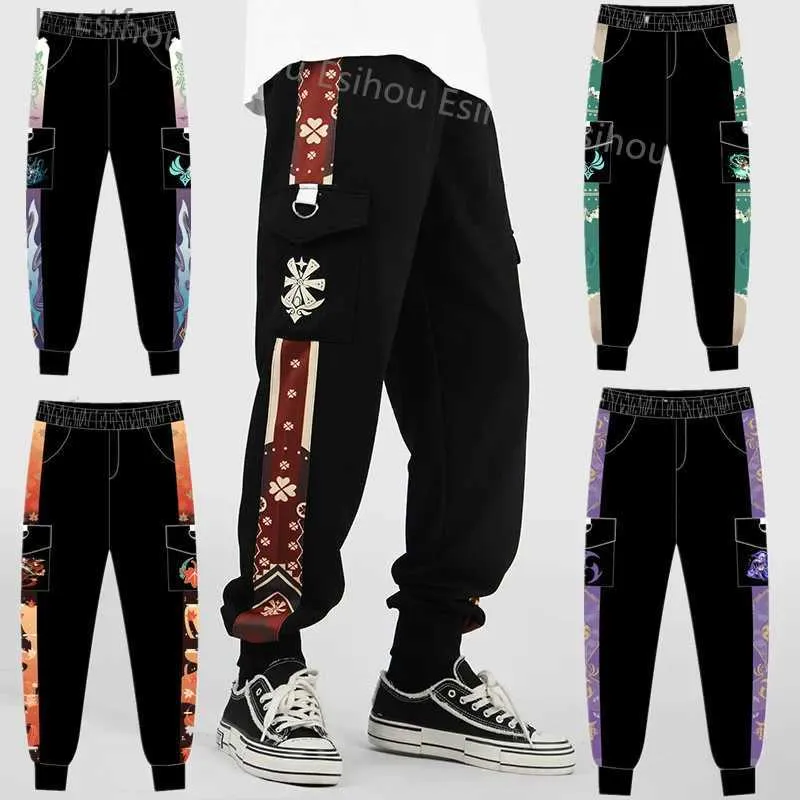 Animekostuums Nieuwigheid Anime Game Genshin Impact Broek Cartoon Schattig Mode Kaii Thuis Casual Cargo Cosplay Broeken Unisex SweatpantL231101