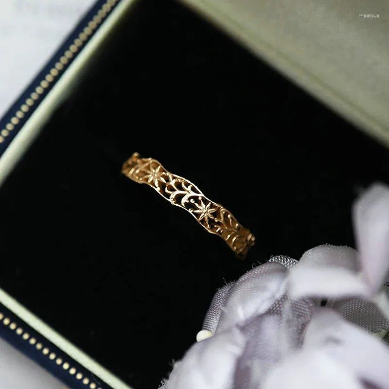 Pierścienie klastra MOBUY S925 Srebrna obrączka dla kobiet złoto Pleted Deliception Out Wzór Vintage Stacking Fine Jewelry Drop